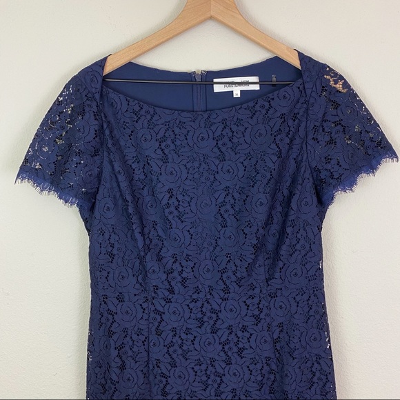 Diane Von Furstenberg Ainsley Blue Lace Dress - Picture 7 of 13